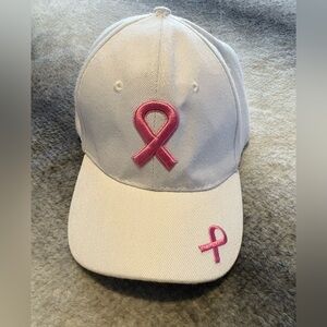 White Pink Women's Breast Cancer Awareness Cap Hat OS (A6)